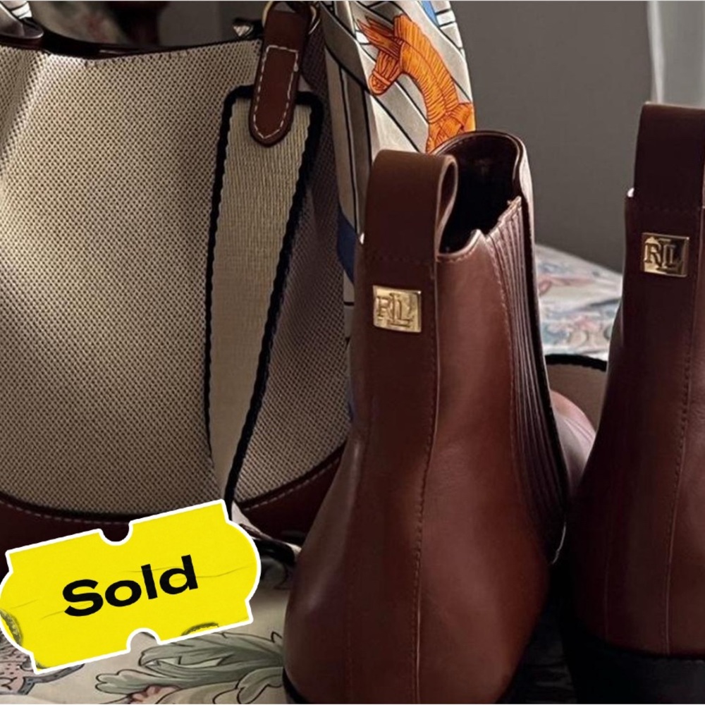 SOLD — Depop | Ralph Lauren Brown Leather Chelsea Ankle Boots